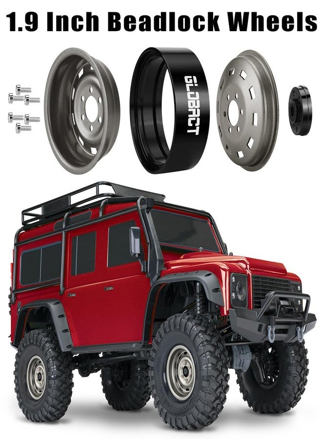 GLOBACT 1.9 Beadlock Wheels RC Wheel Hub for 1/10 TRX4 TRX6 Axial SCX10 I II III Pro Redcat RC Crawler Upgrade Accessories (4Pcs Titanium) - Image 3